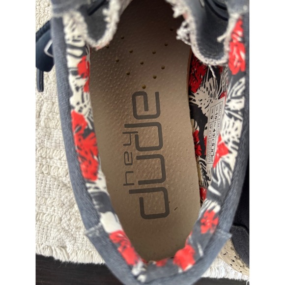 Hey Dude Wally Stretch Blue Size 10 Men\'s Slip On Canvas Loafers Tropical Lining main image 5